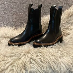 Brand New Freda Salvador: Black Calf Leather Bonnie Rain Resistant Boots